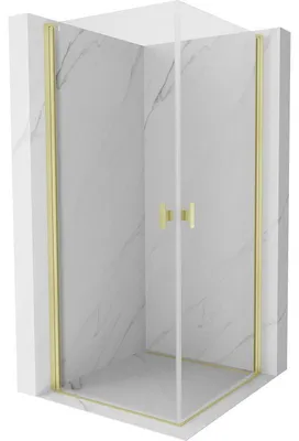 Obrázek produktu pro Mexen Mist-B Duo sprchový kout otevírací 90 x 90 cm, transparentní, zlatá kartáčovaná - 8A2-090-090-55-00
