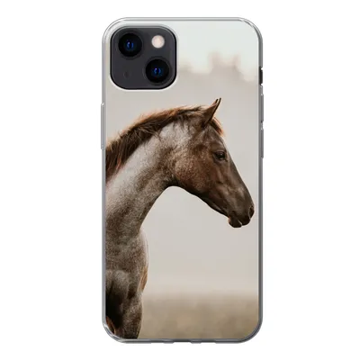 Produktbild von MuchoWow® Handyhülle Schutzhülle Hülle für iPhone 13 Pferd - Nebel - Natur Silikon Softcase Handy Hülle - Karteninhaber