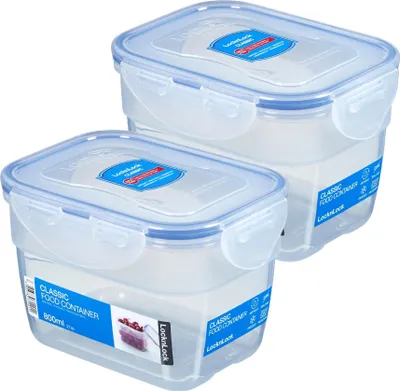 Produktbild von LocknLock 2er SET HPL312 Vorratsdosen - Frischhaltedosen 800 ml - Maße (LxBxH): 145 x 110 x 94 mm - Geeignete Dosen zum Einfrieren und Mikrowelle - Lock and Lock Dosen Food Box Meal-Prep-Boxen
