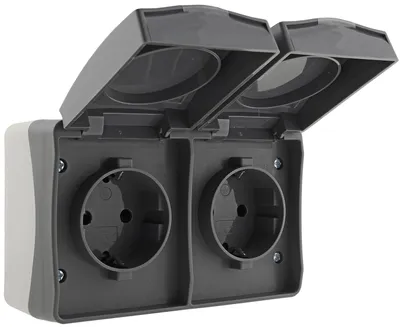 Produktbild von ChiliTec 23283 NUQUI Feuchtraum Doppel-Steckdose horiz. IP54, Aufputz, 250V/ 16A