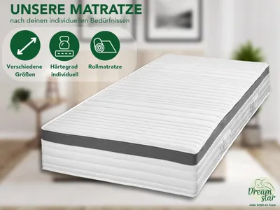 Produktbild von Hochwertige XXL-Matratze mit Taschenfederkern | 100 x 200 cm | H3 | 25cm hoch | DREAMSTAR Platin