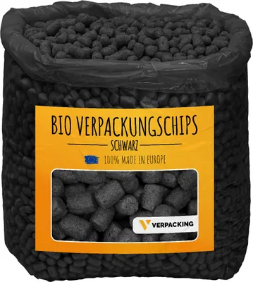 Produktbild von verpacking  Verpackungschips aus Maisstärke [Farbe & Menge wählbar] Füllmaterial für Pakete Schwarz 200 Liter
