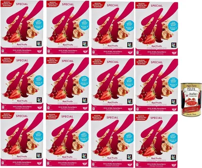 Produktbild von 12x Special K Red Fruits Cereals Roten Früchten Reisflocken Vollkorn Weizen und Gerste mit Vitaminen und Mineralstoffen mit roten Früchten 290g Getreideflocken + Italian Gourmet polpa 400g