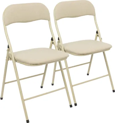 Produktbild von Harbour Housewares Stoffgepolsterte Metallklappstühle – Beige – 2er-Pack