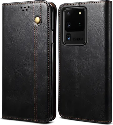 Image de Etui pour Samsung Galaxy S20 Ultra, étui en cuir avec fonction stand noir