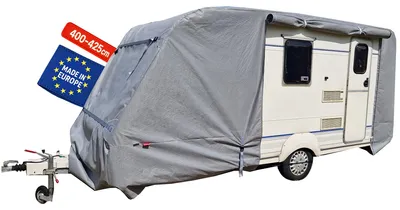 Produktbild von POLCOVER Abdeckplane für Wohnwagen | UV-resistente Wetterfeste Wohnmobilabdeckung | Langlebig Schutzhülle Atmungsaktive | 5 Schicht Wohnwagenplane 425 x 220 x 225 cm (UK-Version)