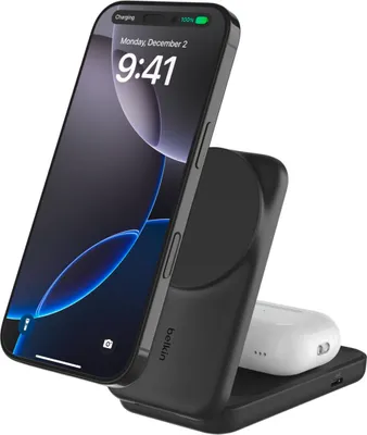 Immagine prodotto di Belkin UltraCharge 25W Qi2 magn. 2-in-1 Lad.klappb.sw. WIZ038kqBK