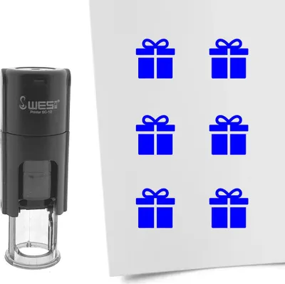 Produktbild von CombiCraft Selbstfärbender Stempel 'Geschenk' in der Farbe Blau, Ø10mm