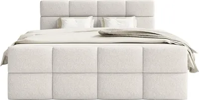 Produktbild von FEDVE Boxspringbett ALZEA aus Chenille-Stoff 160x200 cm, Weiß