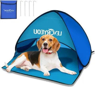 Produktbild von Famanu Strandzelt tragbar - kleine Strandtent mit UV-Schutz - blau