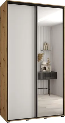 Produktbild von MEBLE KRYSPOL Davos 3 Schrank, zwei Türen - 235,2x130x45 cm - Artisan Weiß Schwarz