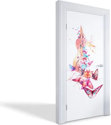 Produktbild von Türdeko Aufkleber Selbstklebende Wandsticker Personalisiert - Musikalische Schmetterlinge - 95 x 205 cm
