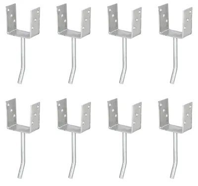 Immagine prodotto di Supporto per pali a U 8 x di Alberts con ancoraggio in acciaio tondo per calcestruzzo, 101x104 mm, ancoraggio da 200 mm, zincato a caldo, da incassare nel calcestruzzo