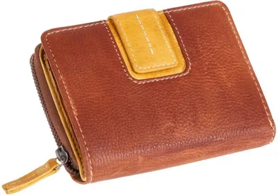 Produktbild von Damengeldbörse zweifarbig Leder 13x9,5x3,5cm braun