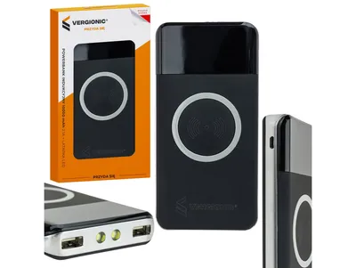 Zdjęcie produktu dla Powerbank Indukcyjny 10 000 Mah Power Bank 2X Usb Latarka Czarny