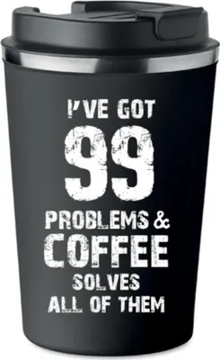 Produktbild von Premium Thermobecher mit Aufdruck FÜR KAFFEEPROBLEME KAFFEE 350ml KT_094