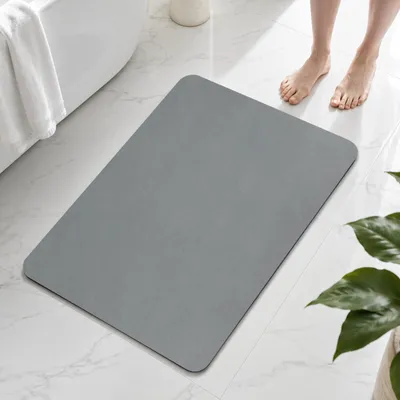 Image de Tapis de bain en silicone, gris foncé, 40 x 60 cm, antidérapant, pour une utilisation dans la salle de bain