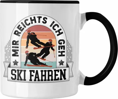 Produktbild von Trendation - Ski Tasse Geschenk Lustiger Spruch Mir Reichts Ich Geh Ski Fahren Becher Geschenkidee Skifahrer (Schwarz)