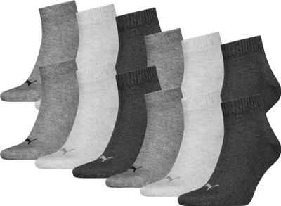 Produktbild von 12 Paar Uni Puma Quarter kurze Sportsocken in Anthrazit Melange Größe 39-42