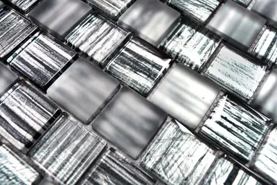 Produktbild von Handmuster Mosaikfliese Transluzent Glasmosaik Crystal Struktur schwarz klar gefrostet MOS78-CF81_m