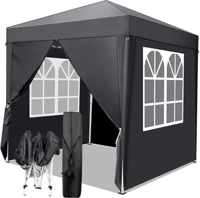 Produktbild von Pavillon Faltpavillon 2x2m – Höhenverstellbar, Wasserdicht & UV-Schutz 50+, Stabiler Windfestes,mit 4 Seitenwänden,Zelt für Garten, Terrasse, Camping,Anthrazit