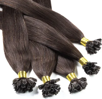 Produktbild von hair2heart Extensions Echthaar Bondings glatt - 25 Strähnen 1g 50cm 6/3 dunkelblond gold