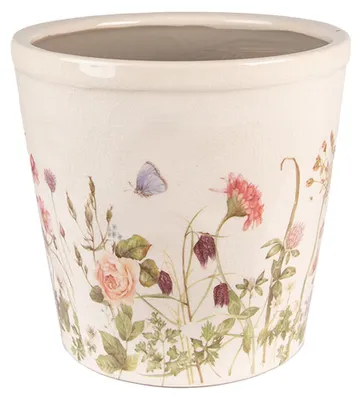 Productafbeelding van Clayre & Eef bloempot, diameter 21 cm, hoogte 19 cm, rozebeige keramiek, voor bloemen