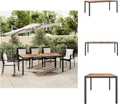 Image de vidaXL Table de jardin avec plateau en bois noir Poly rotin & bois d'acacia - Tables de jardin