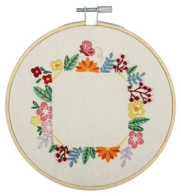 Stickerei-Set für Anfänger, 15 cm, Blumen, komplett