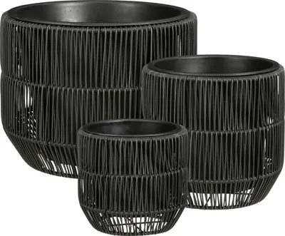 Produktbild von Mica Decorations Peta Blumentöpfe – Set von 3 – Pflanzentopf für Blumen und Außenpflanzen – Für den Außenbereich – Schwarz