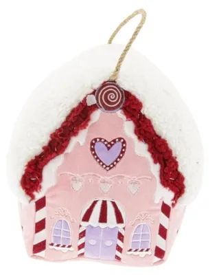 Produktbild von Türstopper Weihnachtshaus - Rosa - 23x20x14cm