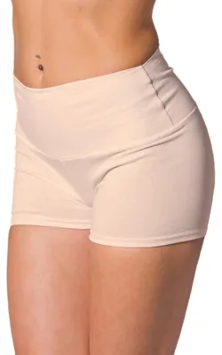 Productafbeelding van Alkato dames sportshorts met hoge taille, model hotpants, fietsshirt, lange shorts, kleur: lichtbeige, maat: 36