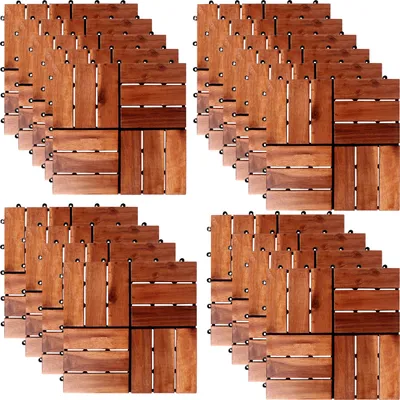Produktbild von 33 Stk. 3qm Holzfliese Akazienholz  30x30 cm Fliese Stecksystem Schachbrettmuster