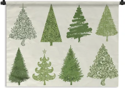 Produktbild von MuchoWow® Wandteppich Wandbehang Muster - Weihnachtsbaum 150x112 cm Tapisserie Dekoration Wandtuch - Wanddecke - Wandteppiche