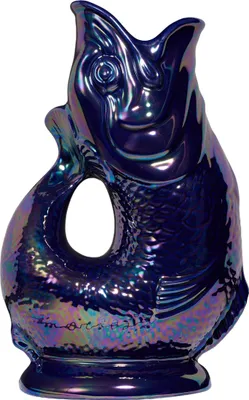 Produktbild von Gluckigluck Wasserkaraffe mit Gluckergeräusch, handgefertigt, ikonisches Design, Farbe:Dunkelblau schimmernd, Fassungsvermögen:1,2 L