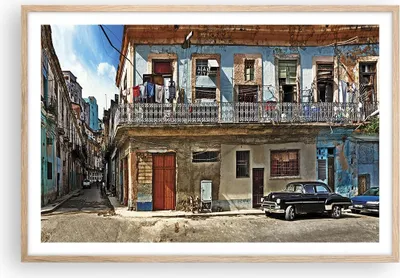 Produktbild von Gerahmtes Poster - Rahmen in heller Eiche - Kuba Havanna Balkon - 91,5x61 cm - Wand Bild - Wanddeko - Wandbilder - Wandposter - Bilderrahmen - Bilder - Kunstdruck - Wandbild - P2NAA91x61-4255