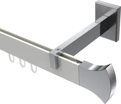 Produktbild von Interdeco Innenlaufstange / Gardinenstange mit Innenlauf Weiß / Chrom, Typ Smartline Conex (Rundung), 14x35 mm 1-läufig, 200 cm