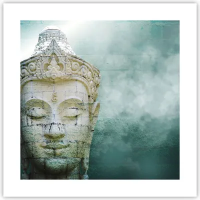 Produktbild von Poster - Poster ohne Rahmen - Buddha Grafik Türkis - 40x40 cm - Wand Bild - Wanddeko - Wandbilder - Kunstposter - Wandposter - Bilder - Kunstdruck - Wanddekoration - Wandbild - P2XAC40x40-4342