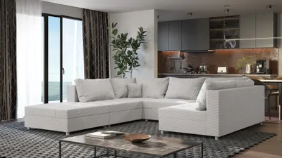 Productafbeelding van Zitmeubel ANDRO met slaapfunctie en hocker, bekleding: stof Lincoln, lichtbeige