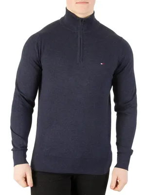 Produktbild von Tommy Hilfiger Herren Pullover Baumwolle SILK ZIP MOCK, 289 Blau
