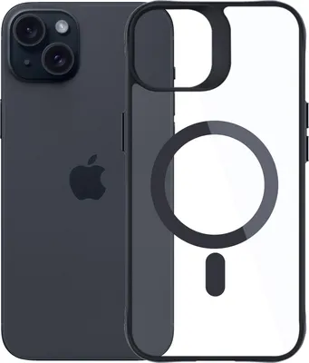 Imagen del producto de Funda protectora Satin Armor MagCase para Apple iPhone 15, transparente, compatible con MagSafe