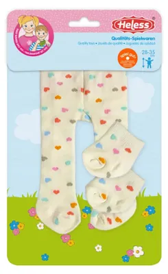Zdjęcie produktu dla Rajstopy dla lalek ze skarpetkami "Heart confetti", rozmiar 28-35 cm
