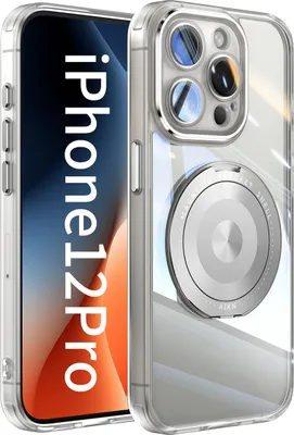 Produktbild von Handyhülle für iPhone 12 Pro Transparent Militärschutz mit Magnetring Ständer und Kameraabdeckung Weiß