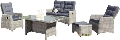 Produktbild von SunnySmart Roseville 5-teilige Loungegruppe Alu mit Kunststoffgeflecht grey-white