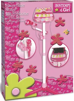 Produktbild von Bontempi Spielzeug Mikrofon mit Musikanschluss und Ständer rosa