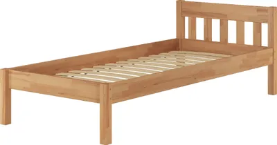 Produktbild von Einzelbett Buchebett lackiert Massivholz Bettrahmen Futonbett 90x200 Zubehör wählbar V-60.83-09Federleisten