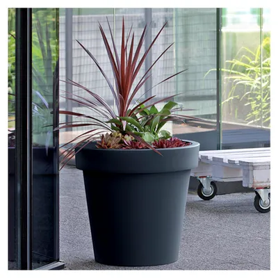 Produktbild von Blumentopf Pflanztopf Übertopf | 58,2 x 52,3 cm | rund | Kunststoff | Anthrazit | Geeignet für Innen- und Außenbereich | UV- und frostbeständig