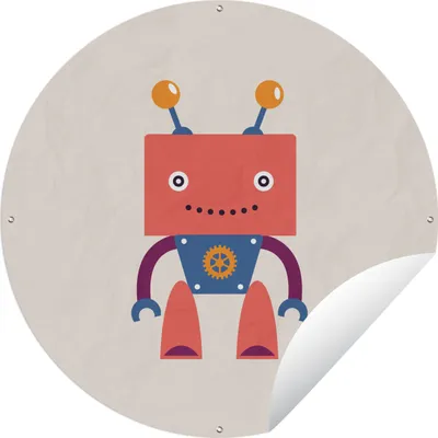 Produktbild von MuchoWow® Gartenposter Outdoor-Poster Rund Roboter - Getriebe - Gesicht - Antenne - Kinder - Jugendliche Ø 120 cm Gartendeko Rundes Poster draußen