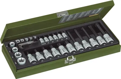 Produktbild von Proxxon Bit set 1/2 (12.5 mm), 1/4 (6.3 mm) 29-piece 23103