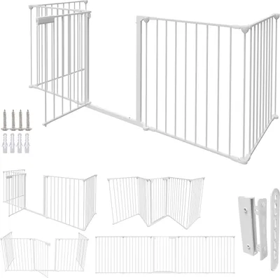 Produktbild von Kaminschutzgitter 5x Kamingitter 310x75cm Kinderschutzgitter Absperrgitter Schutzgitter Ofenschutzgitter Laufstall Türschutzgitter weiß